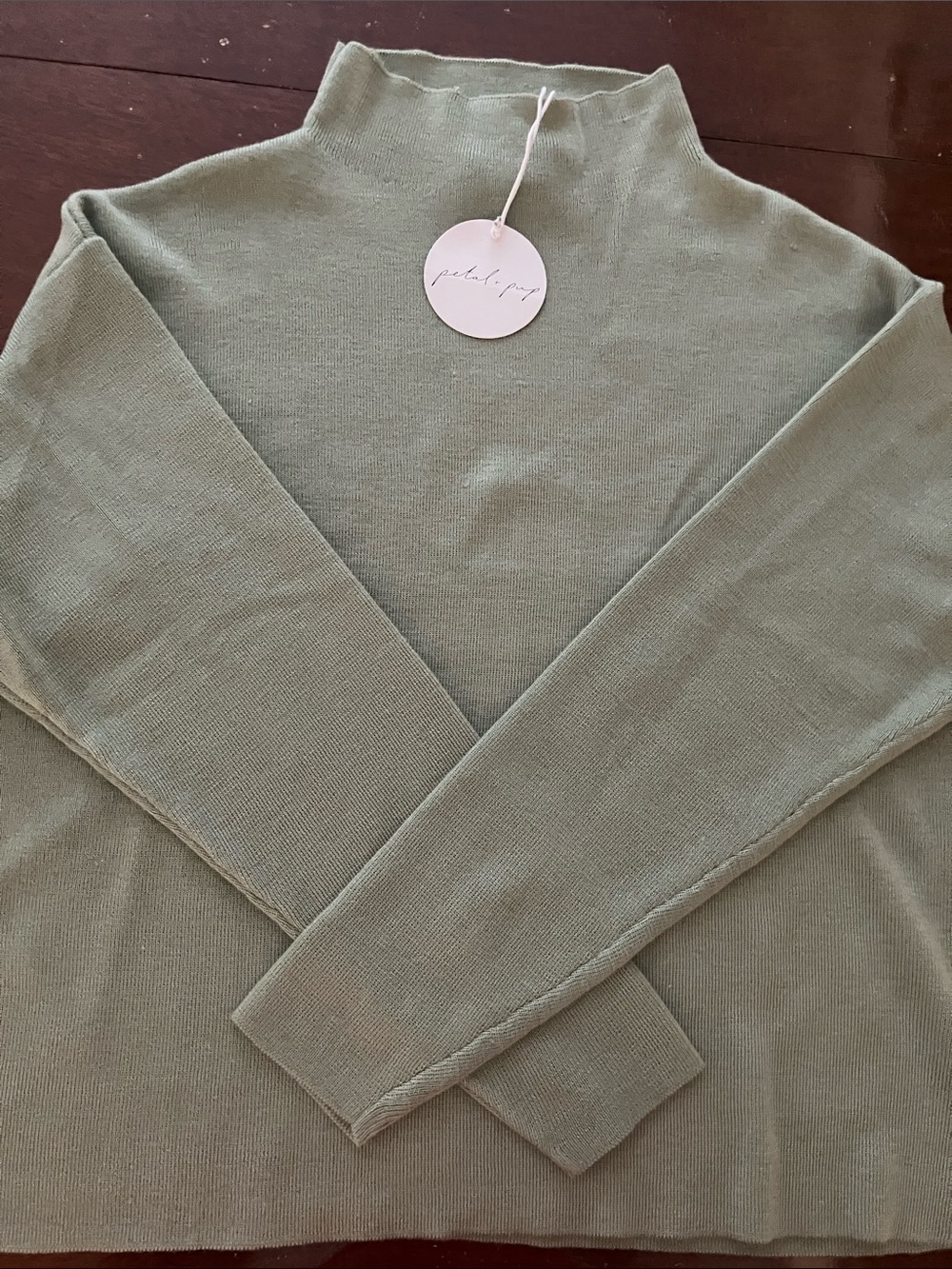 Petal & Pup Freddie Green 100% Cotton Boxy Mock Neck Sweater M/L NWT